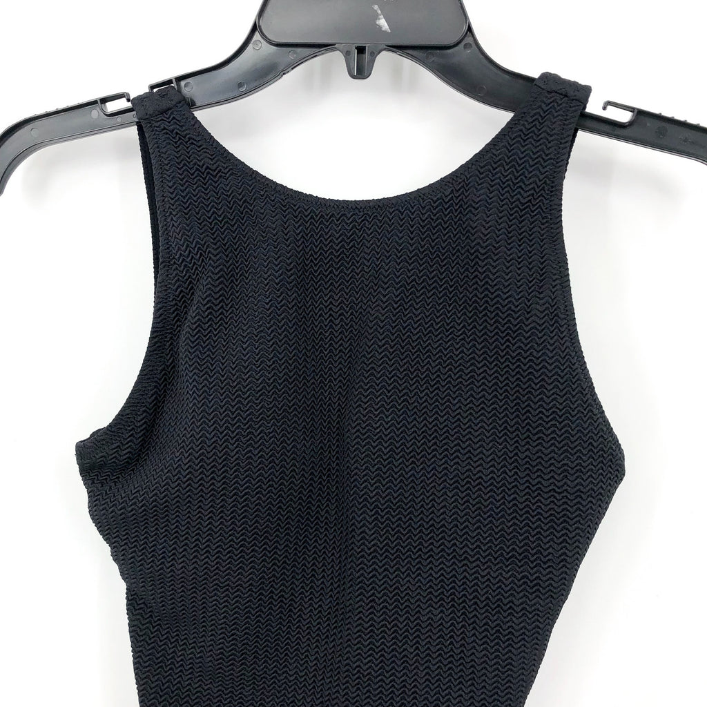 SEAFOLLY Sea Dive High Neck One Piece Swimsuit Size 12 Black Lace Back NWT