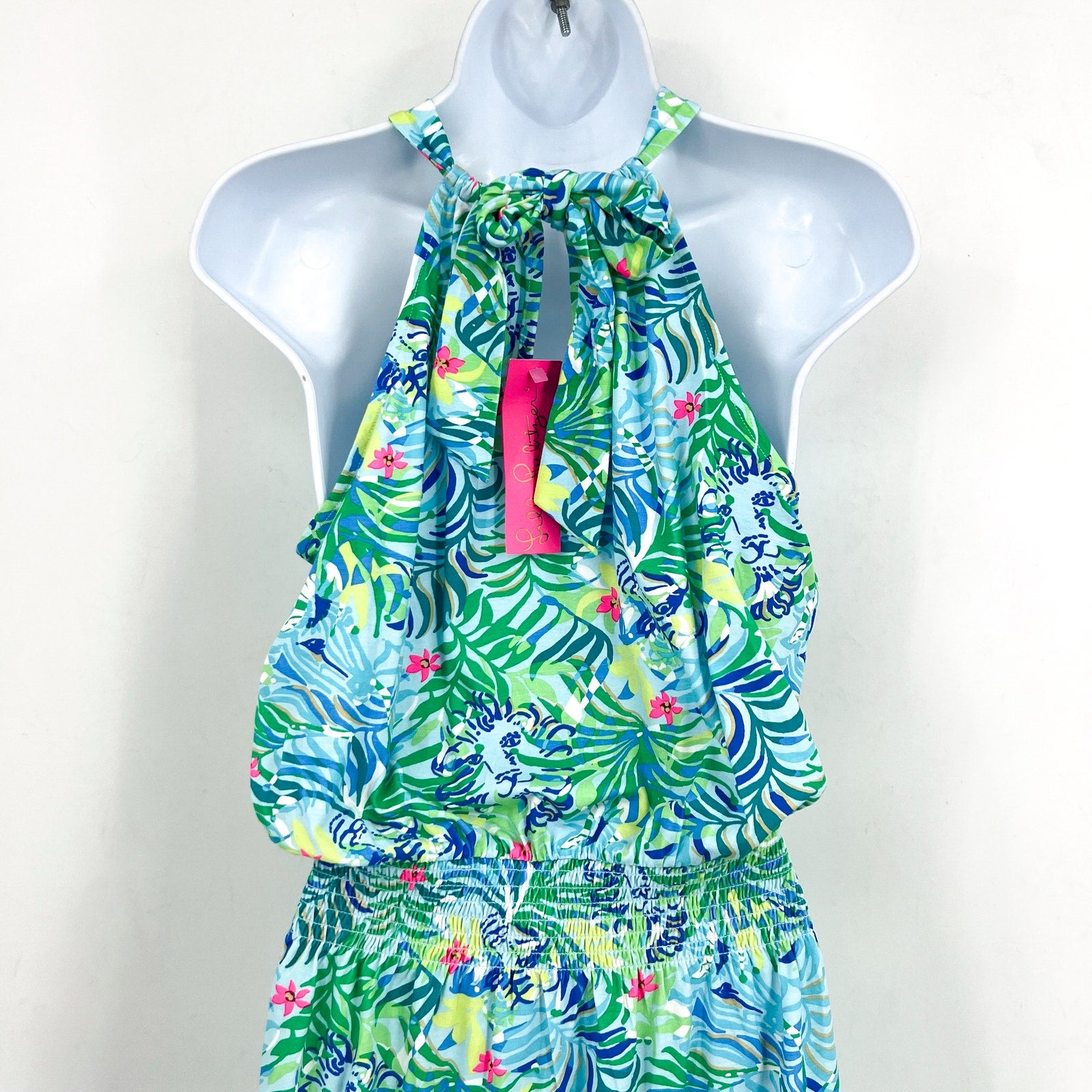 LILLY PULITZER Womens Shirelle Skirted Romper Small Green Blue Via Parigi NWT