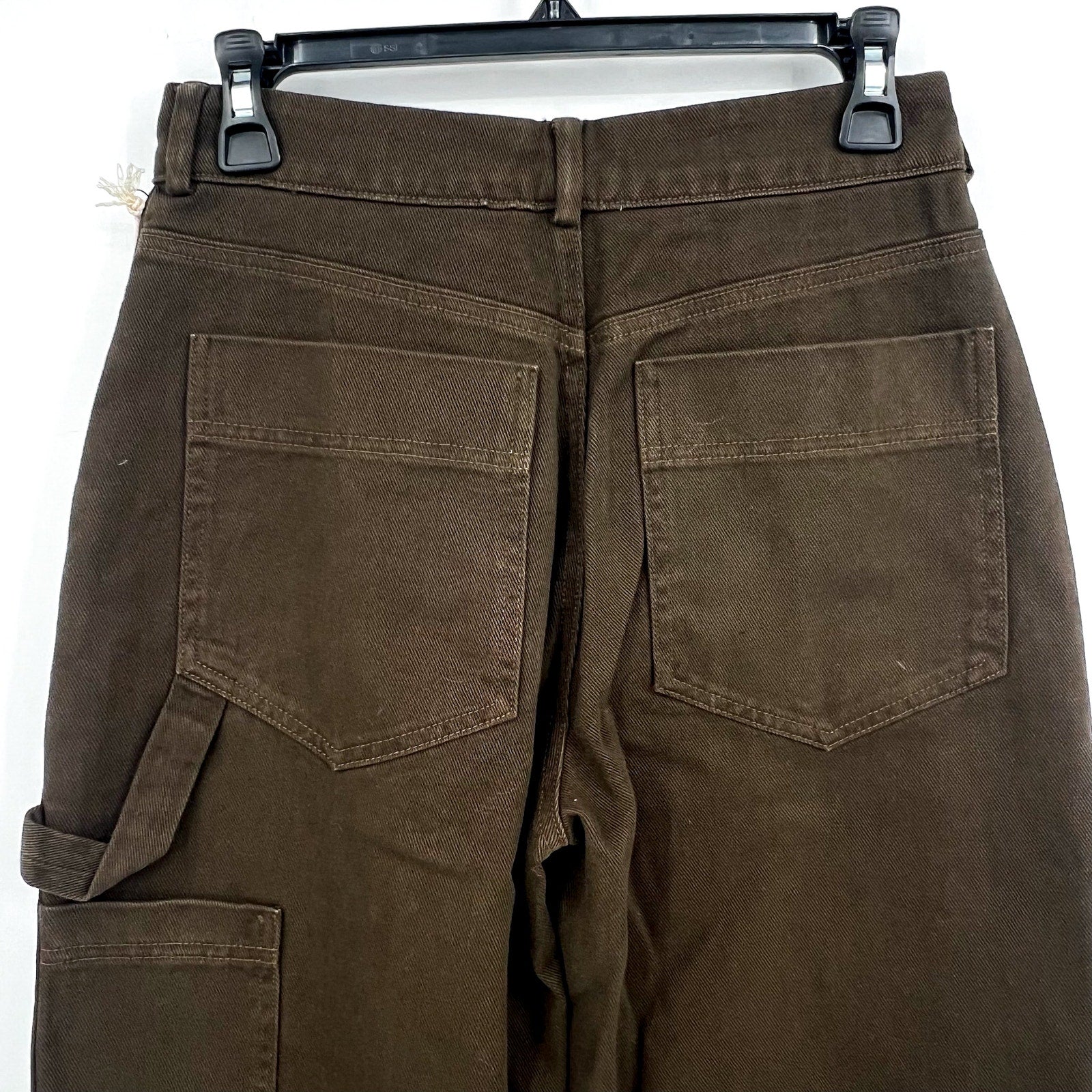 LACAUSA Women's Aiden Trouser Jeans Size 4 Green Brown Nori Mid Rise NWT