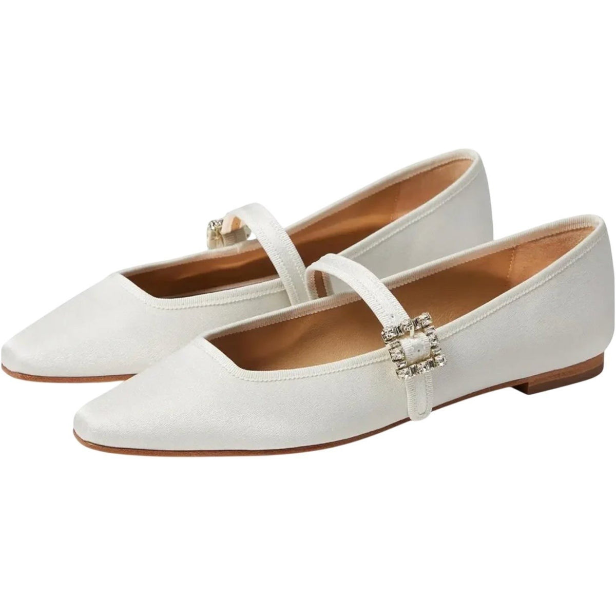 Badgley Mischka Womens Brystol Mary Jane Flats Size 8 Ivory Glitter Crystal NIB