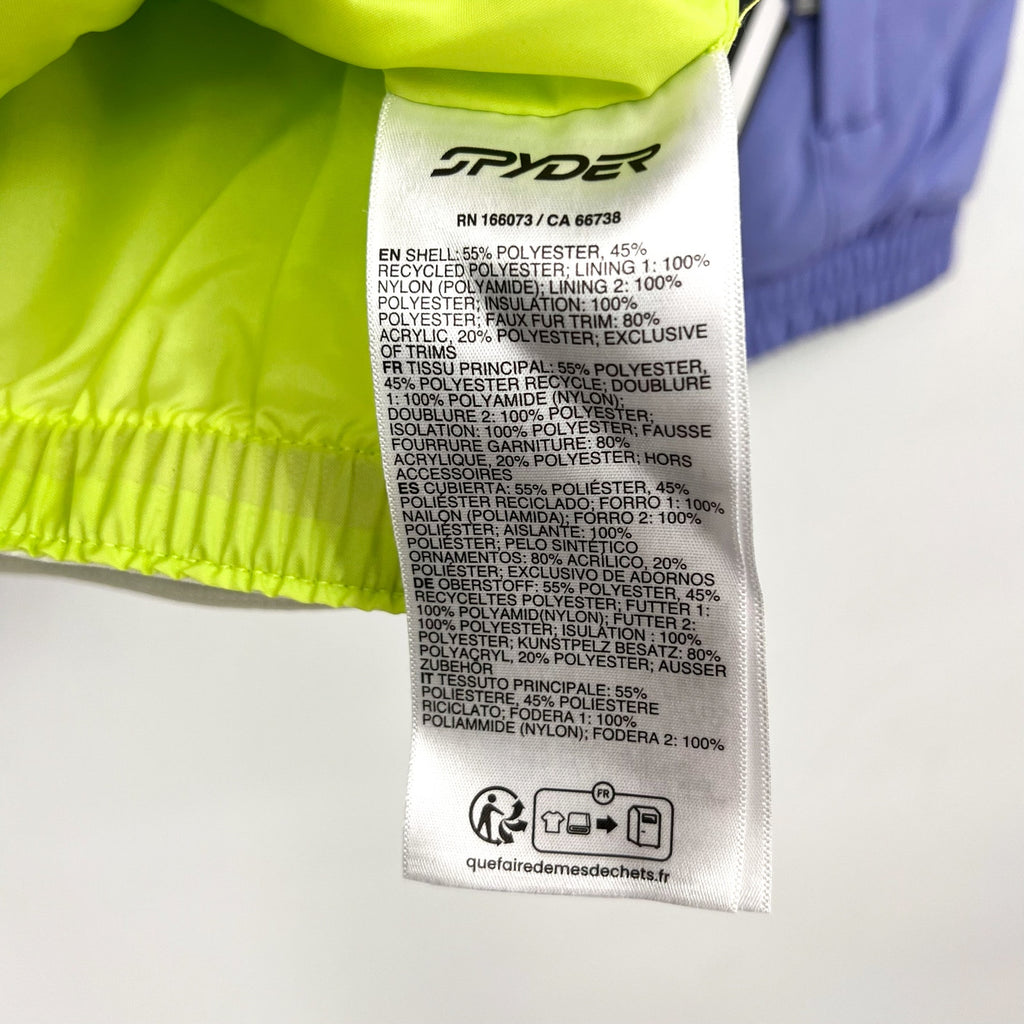 SPYDER Girl's Lola Ski Jacket SIZE 7 Purple Green Insulated Hooded NWT