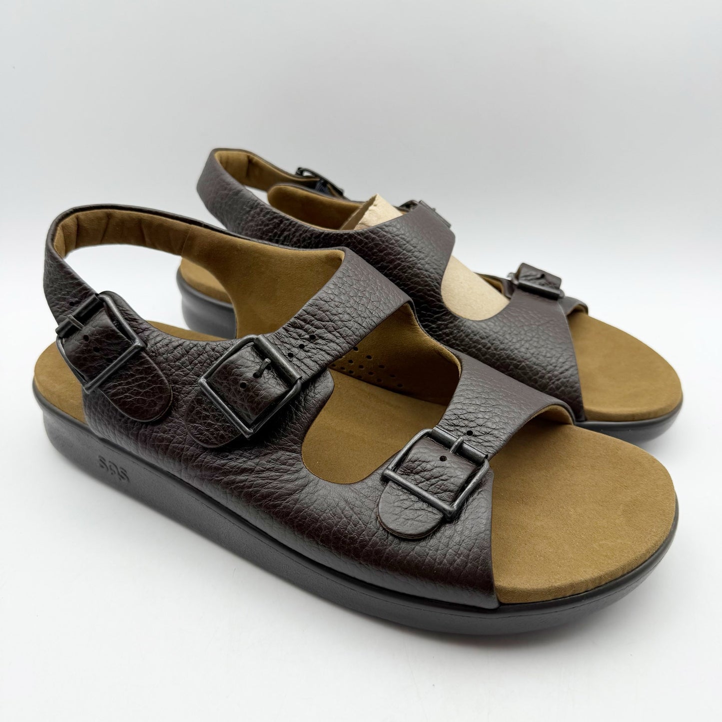 SAS Mens Bravo Adjustable Comfort Sandals US 11 Wide Brown Leather NIB