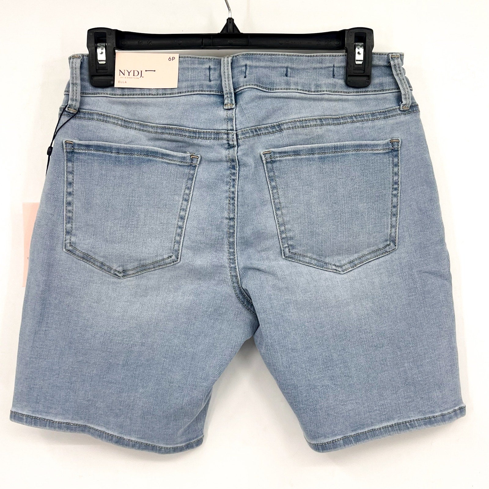 NYDJ Womens Ella Denim Shorts Size 6 PETITE Light Blue Poetry 8" Inseam NWT