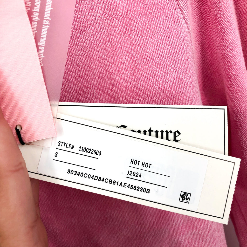 JUICY COUTURE Women's Big Bling Towel Terry Zip Hoodie Small Hot Hot Pink NWT