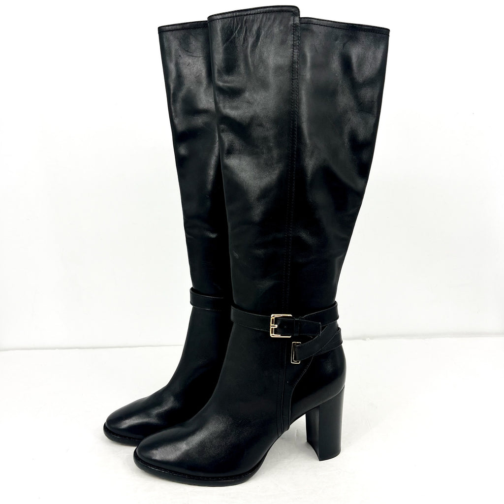 Lauren Ralph Lauren Womens Manchester Knee High Boots US 10 Black Leather NWOB