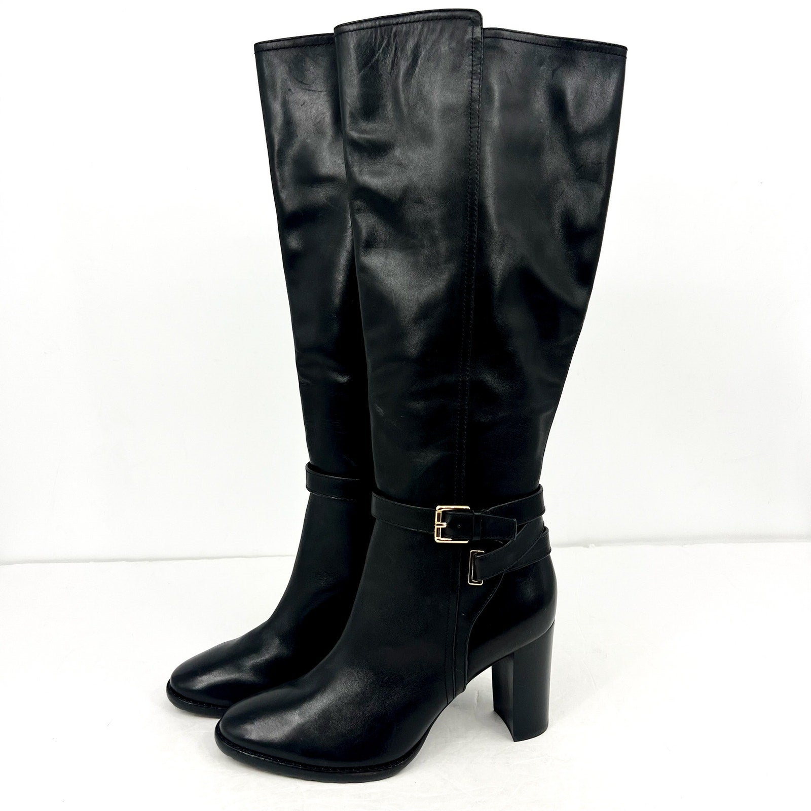 Lauren Ralph Lauren Womens Manchester Knee High Boots US 10 Black Leather NWOB