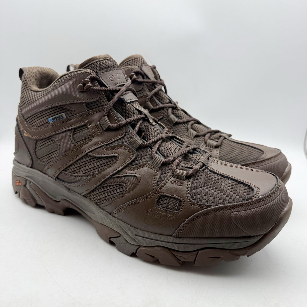 Hi-Tec Mens Ht Ravus Mid Hiking Ankle Boots US 15 EU 48 Brown Waterproof EUC