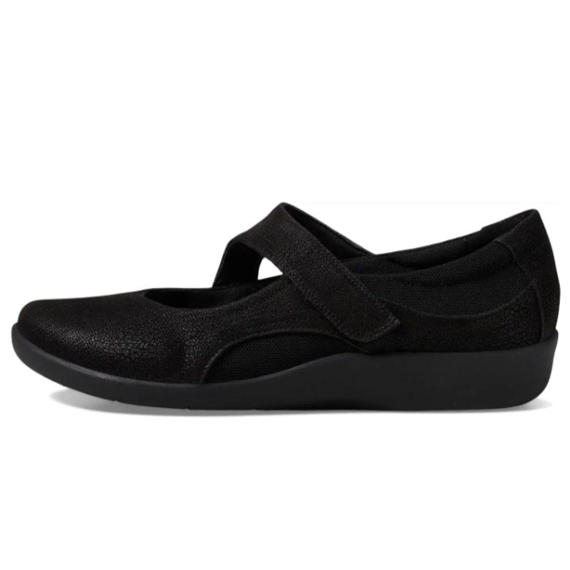 Clarks Womens Sillian Bella Mary Jane Shoes Size 7 M Black Vegan Nubuck NIB