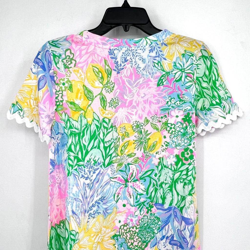 LILLY PULITZER Cody Short Sleeve Dress XS Pink Green Bright Delight Patch NWOT