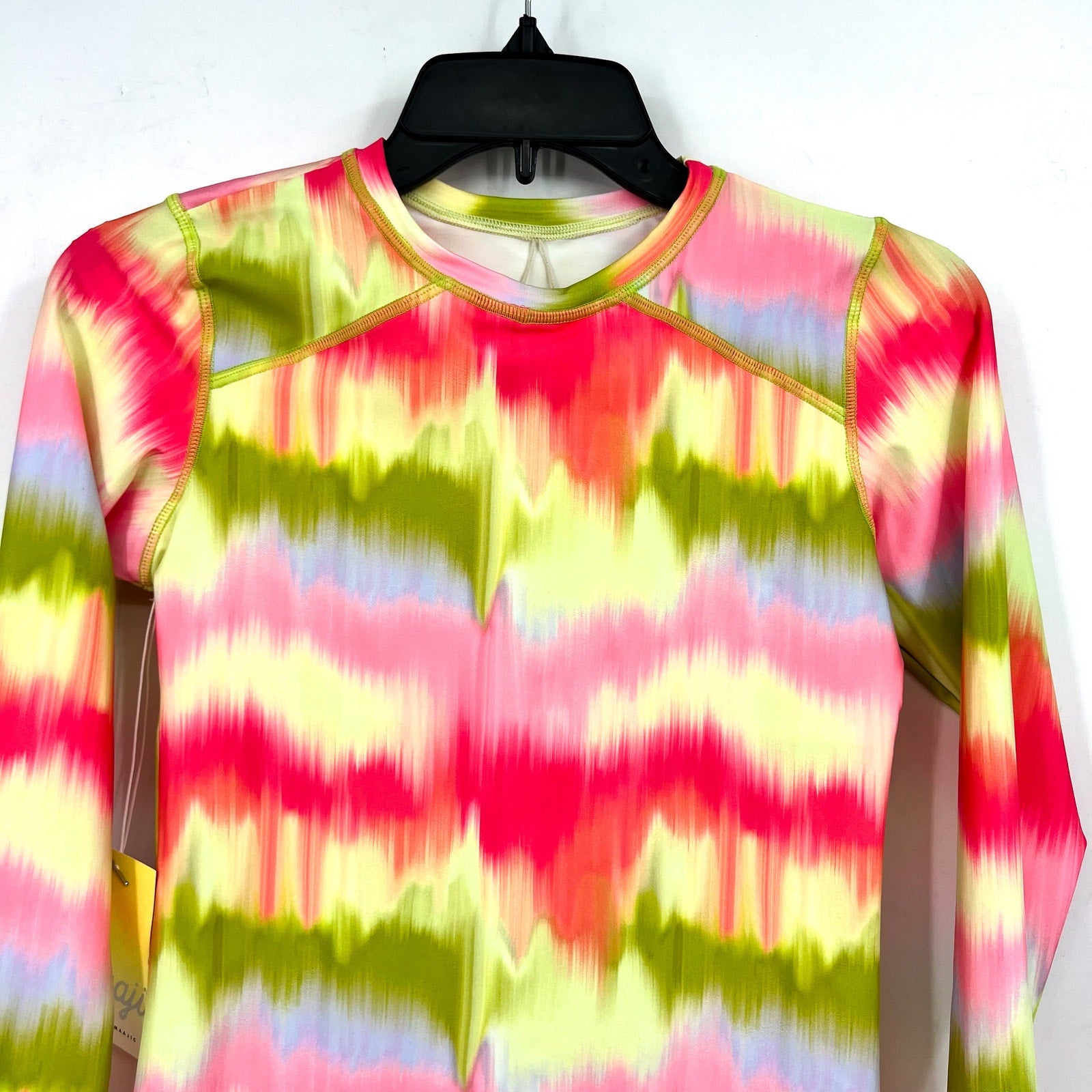 MAAJI Girl's Odyssey Rashguard Swimsuit Set Size 14 Green Pink Long Sleeve NWT