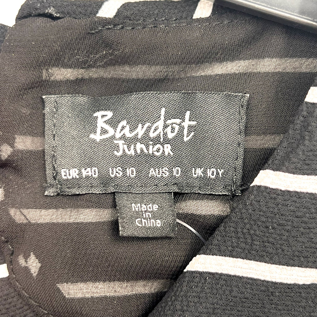 BARDOT JUNIOR Girl's Lola Open Back Dress Size 10 Black White Stripe NWT