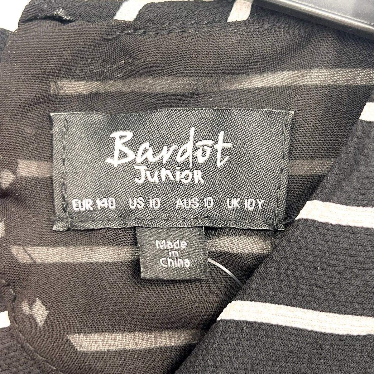 BARDOT JUNIOR Girl's Lola Open Back Dress Size 10 Black White Stripe NWT