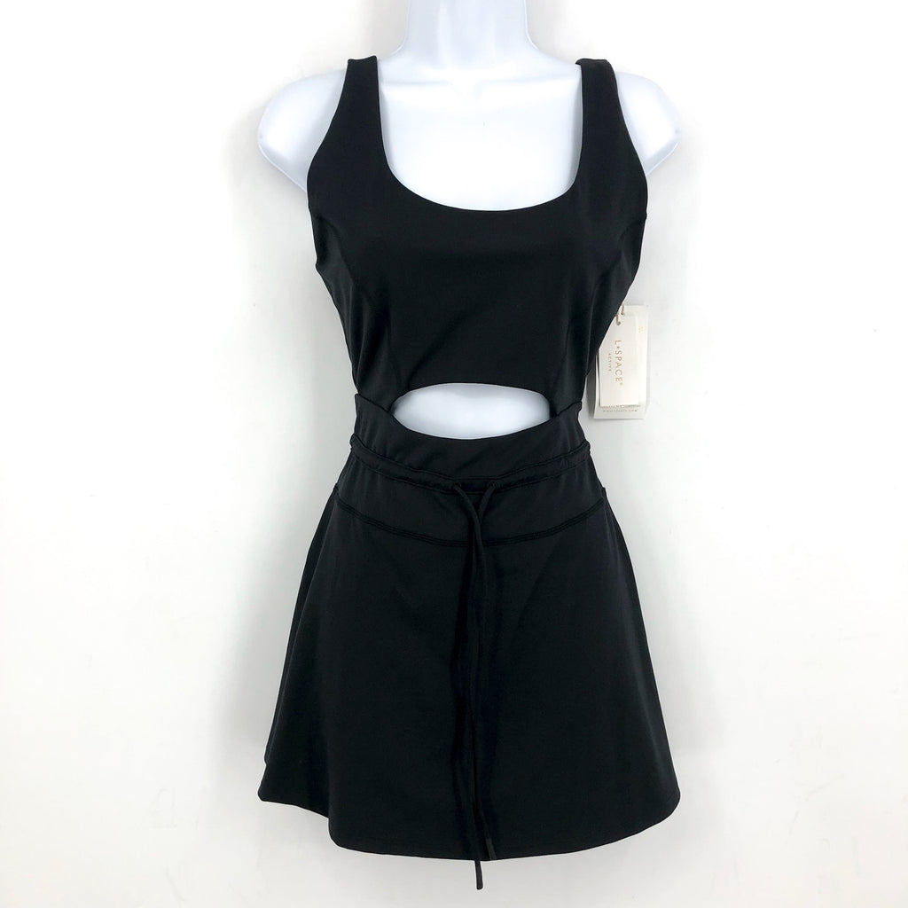 L*SPACE Women's Patterson Athletic Dress Large Black Tank Built in Short  NWT