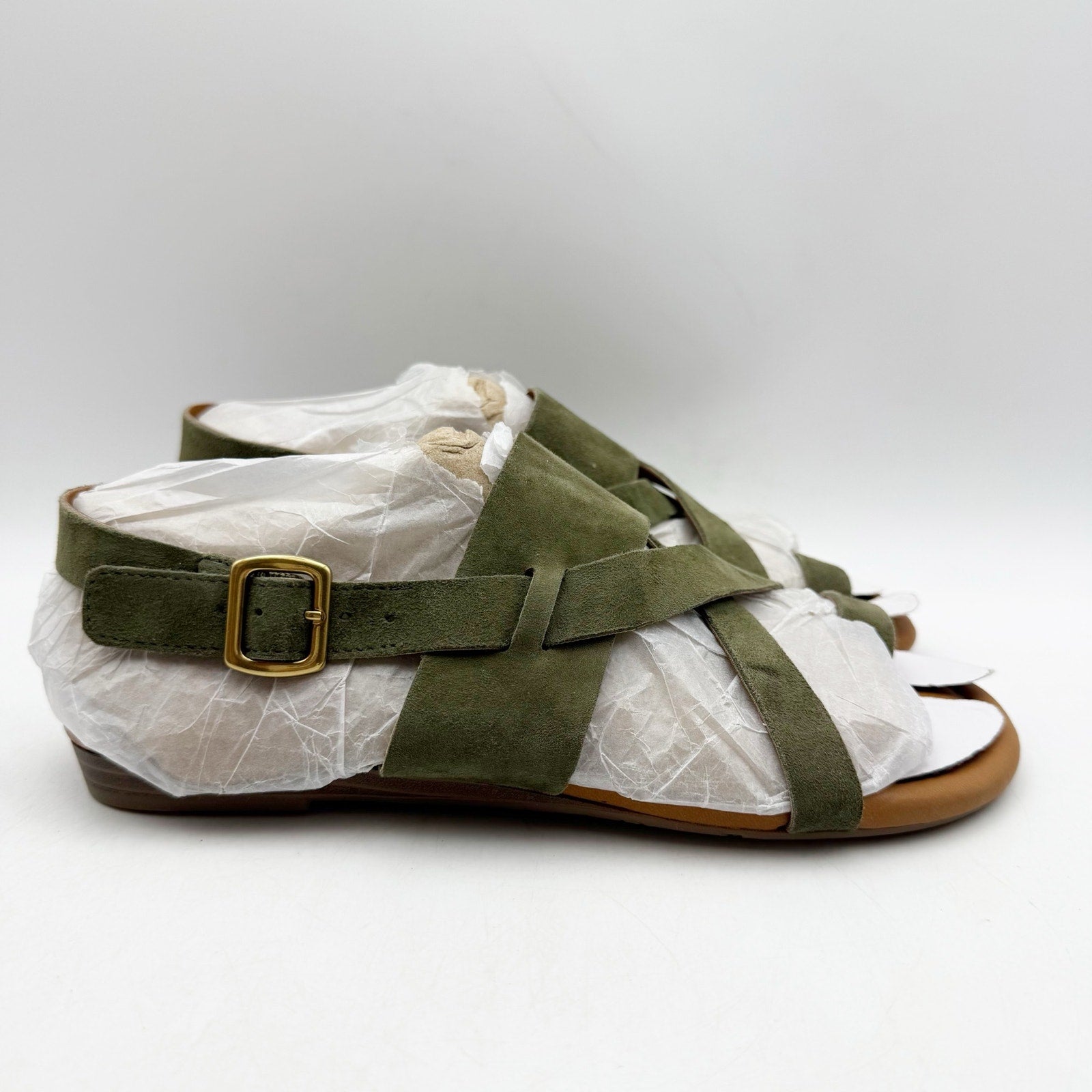 Franco Sarto Womens Gia Sandals US 6 M EU 36 Green Suede NWOB