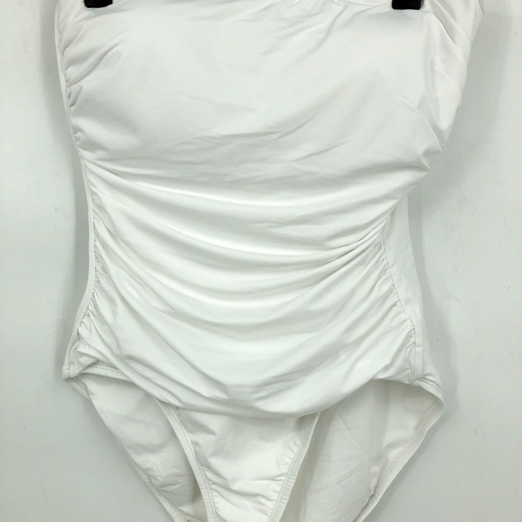 TOMMY BAHAMA Women's Pearl Bandeau One Piece Swimsuit Size 4 White Shirred NWT