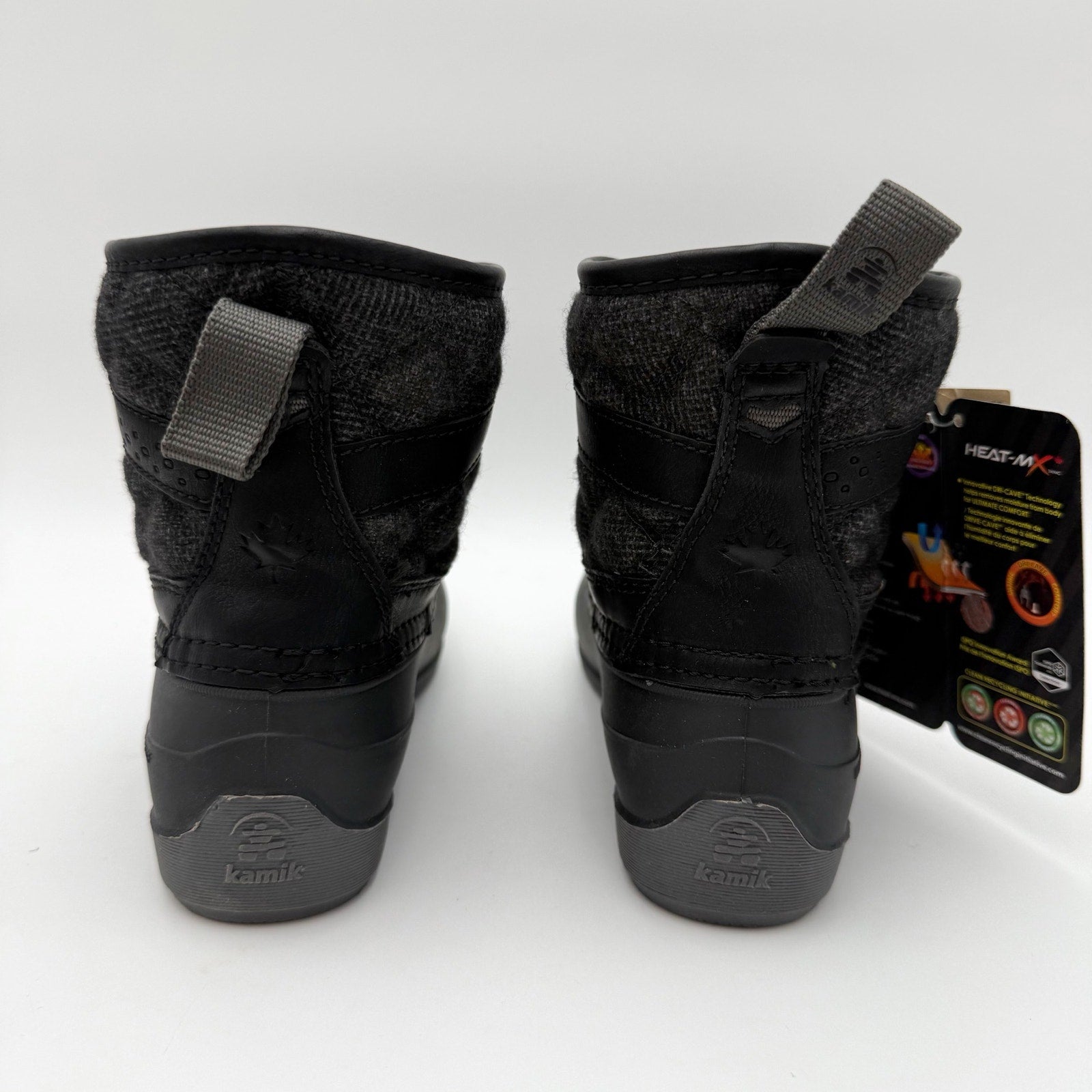 Kamik Girls Mid-Calf Winter Boots US 12 EU 30 Black Waterproof Insulated NIB