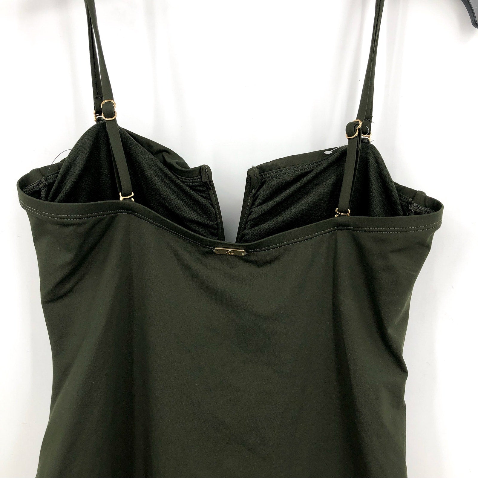 LAUREN RALPH LAUREN V Wire Bandini Swim Top Size 16 Olive Green Beach Club NWT
