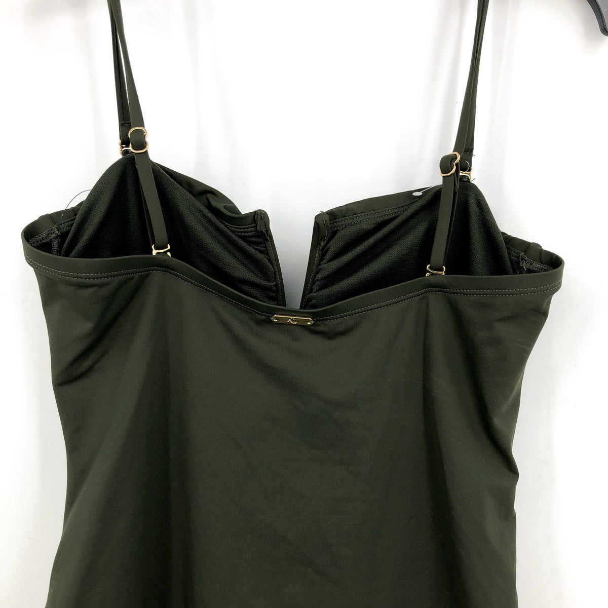 LAUREN RALPH LAUREN V Wire Bandini Swim Top Size 16 Olive Green Beach Club NWT
