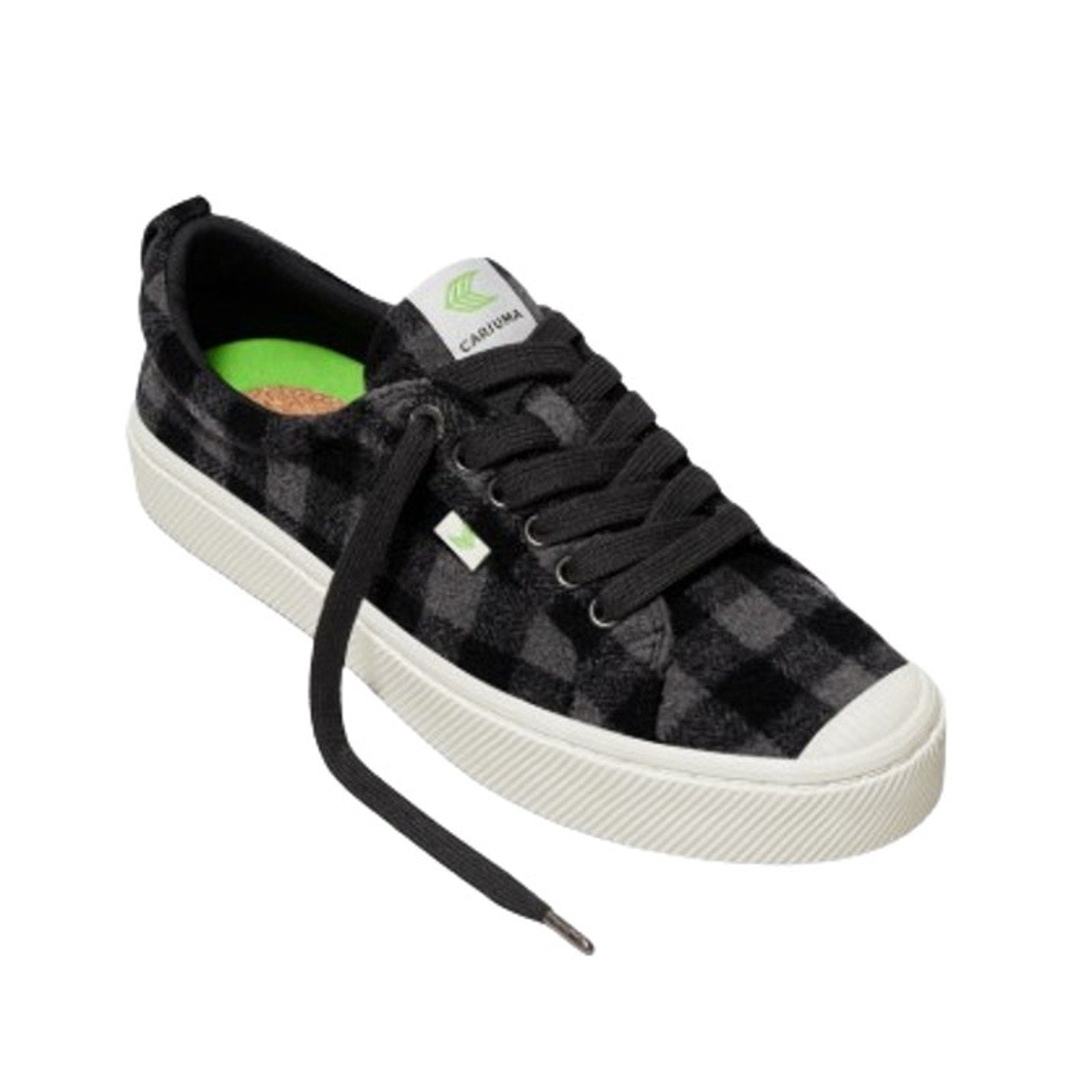 Cariuma OCA Low Sneakers Men's 9 Women's 10.5 Black Grey Plaid NIB