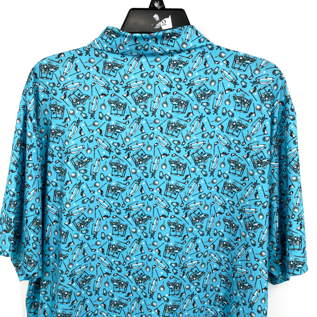 CALLAWAY Men's Opti Dri All Over Golf Polo Shirt Large River Blue Printed NWT