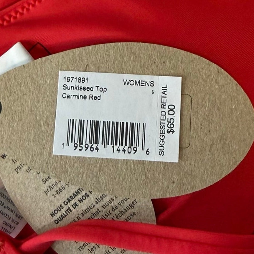 PRANA Women's Sunkissed Bikini Top Small Carmine Red Cross Back Stretch NWT