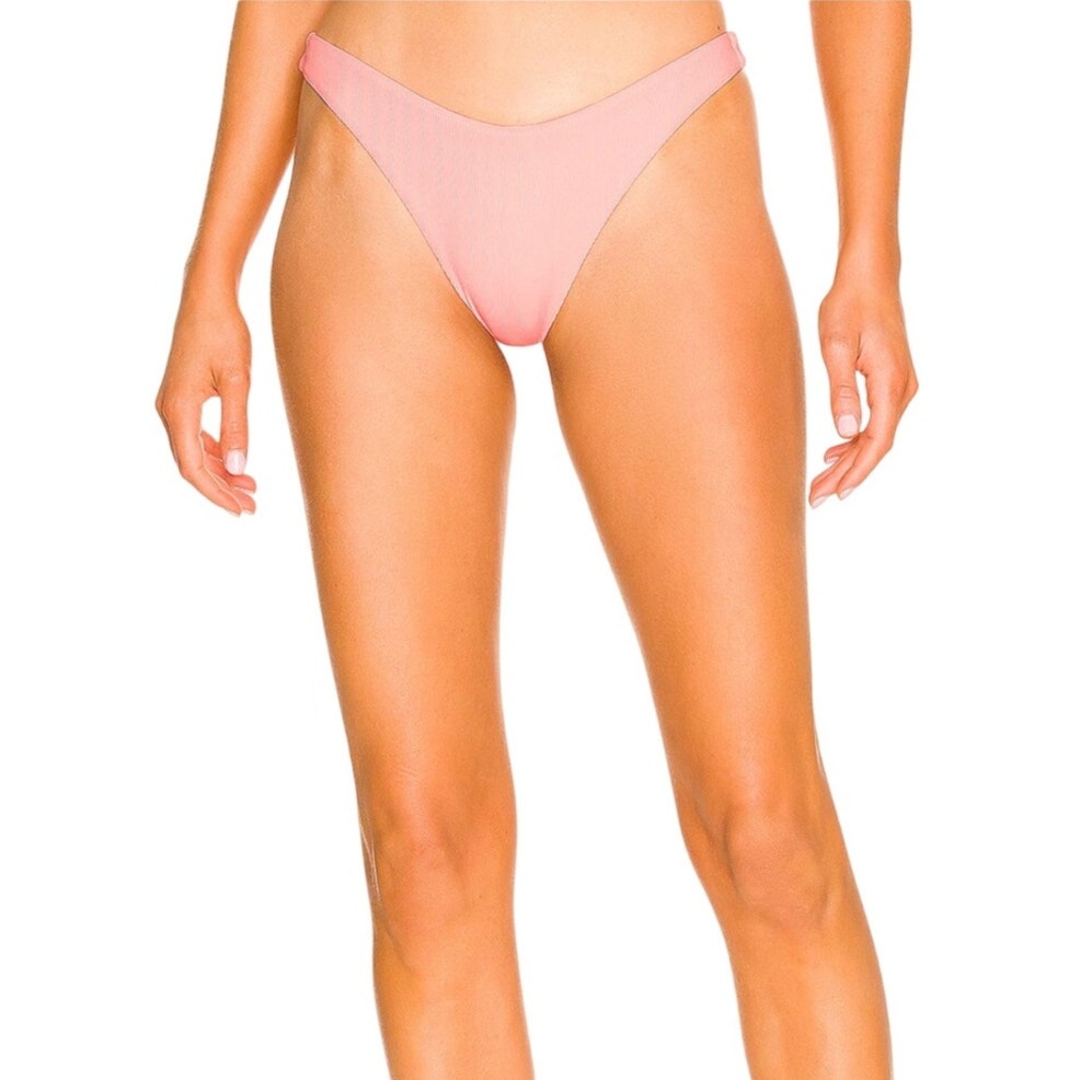 L*SPACE Women's Cabana Bitsy Bikini Bottom Large Crystal Pink High Waist NWT