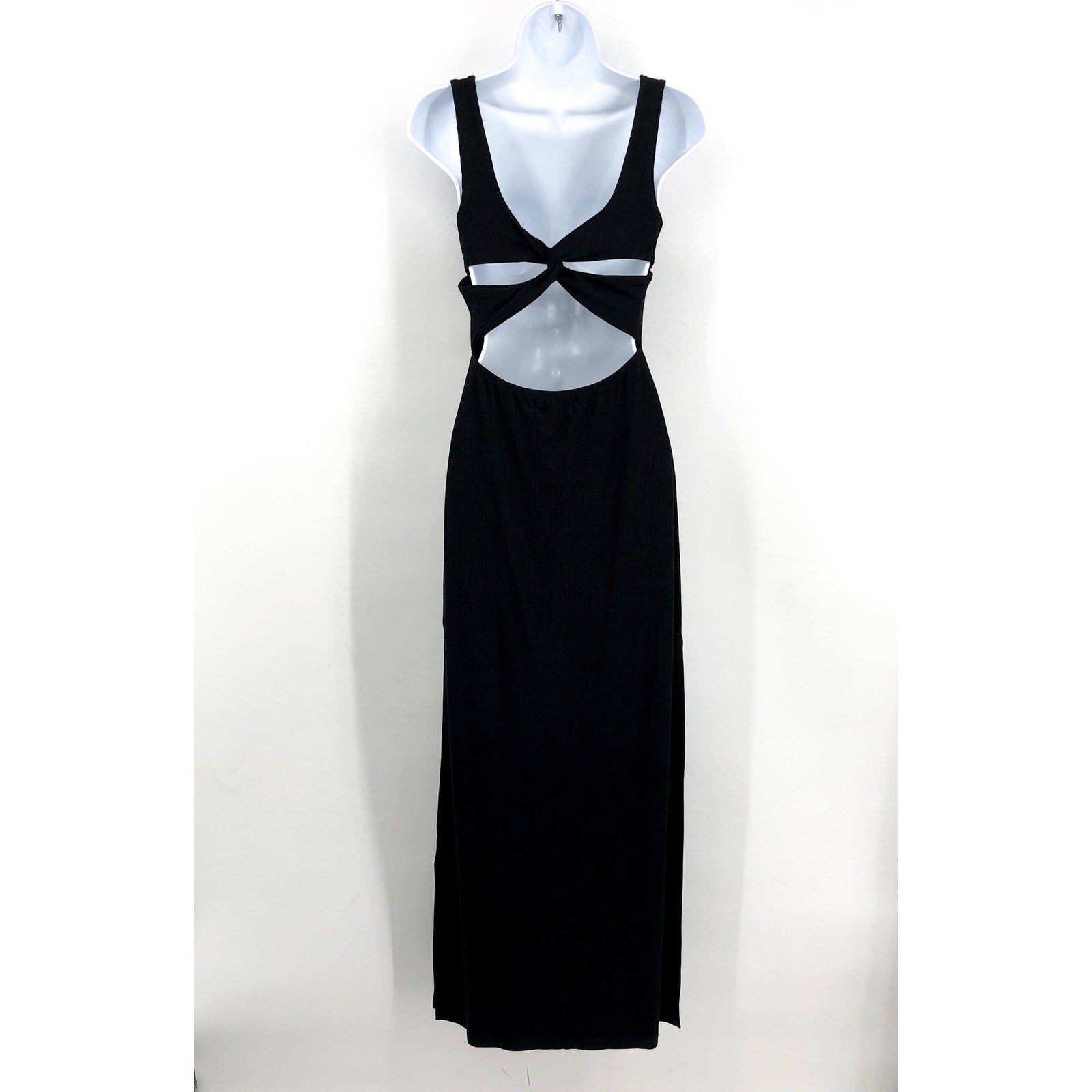 L*SPACE Women's Mara Cutout Maxi Dress Medium Black Square Neck NWT