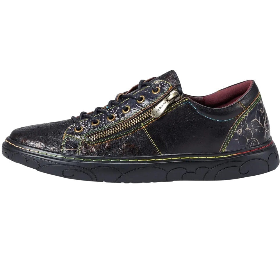 L'Artiste Womens Danli-Bloom Casual Sneakers EU 38 US 7.5-8 Black Leather NWOB