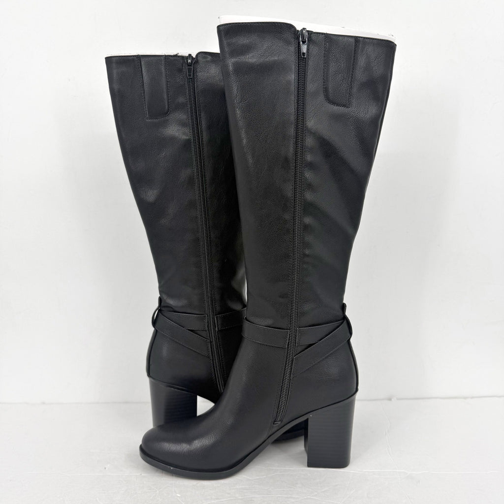 Naturalizer Womens Joslynn Knee High Boots SIZE 7 M Black Vegan Leather NIB