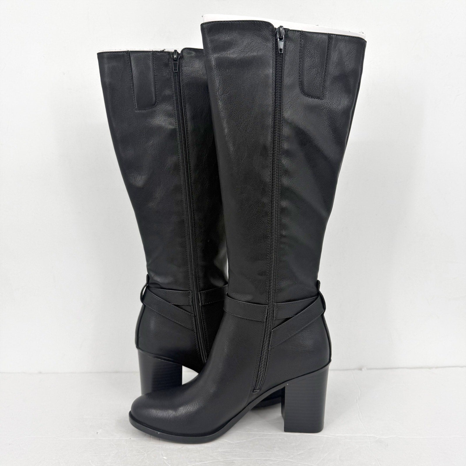 Naturalizer Womens Joslynn Knee High Boots SIZE 7 M Black Vegan Leather NIB