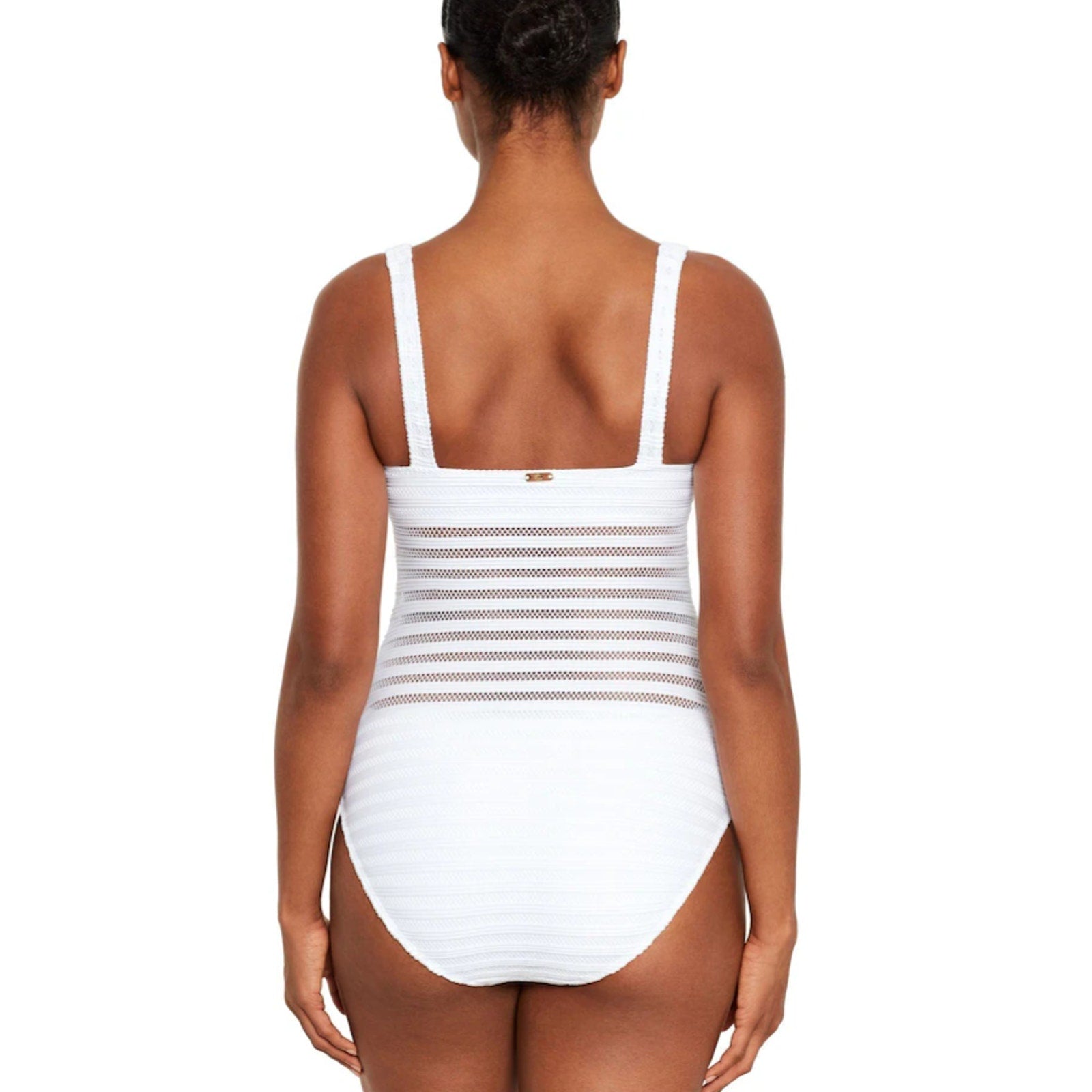 LAUREN RALPH LAUREN Ottoman One Piece Swimsuit Size 6 White Mesh Stripe NWT
