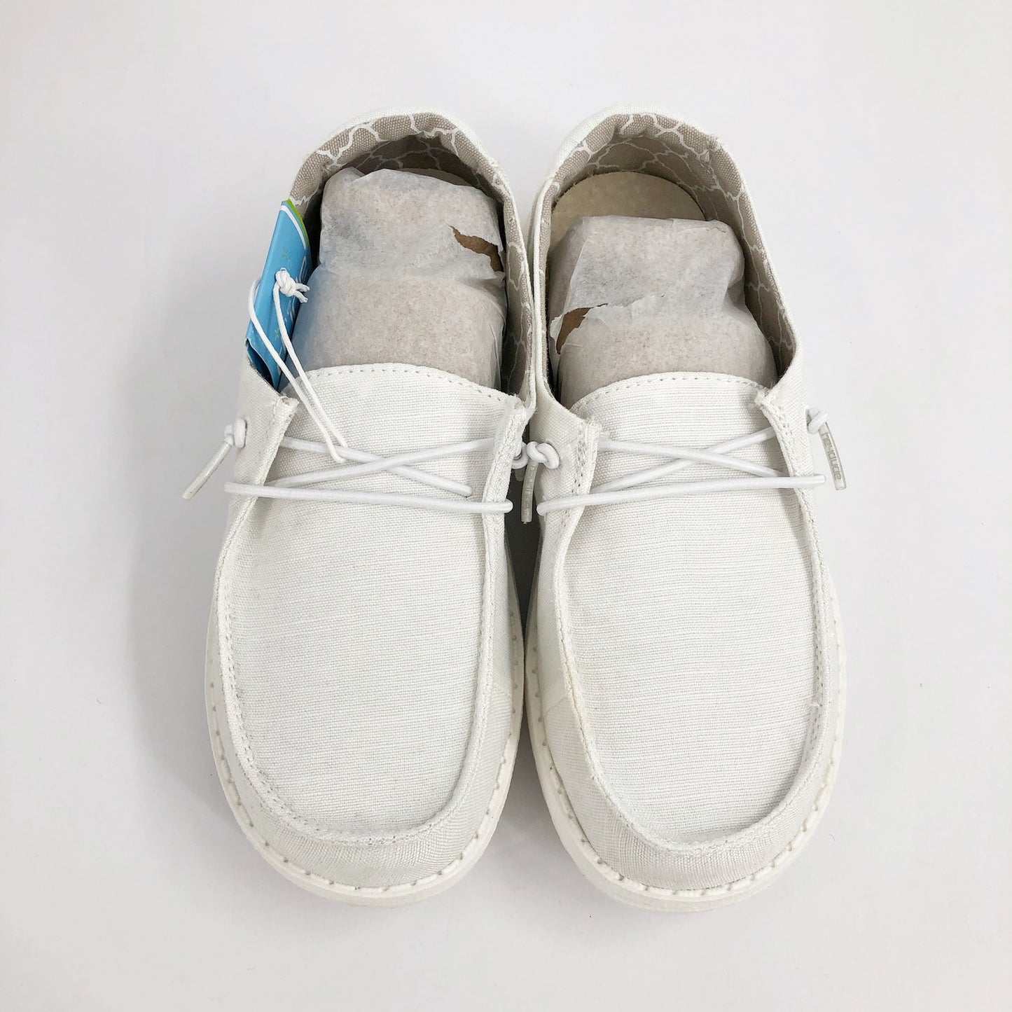 HEYDUDE Wendy Youth Loafers US Girls Y2 Linen White Slip On Casual NIB