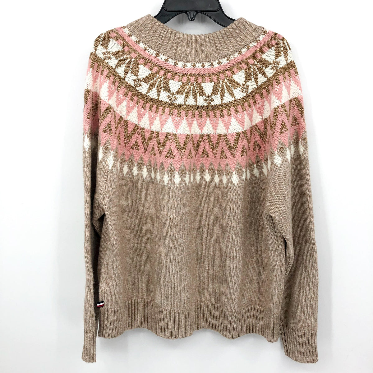 TOMMY HILFIGER Half Snowflake Sweater 0X Beige Raglan Pullover NWT