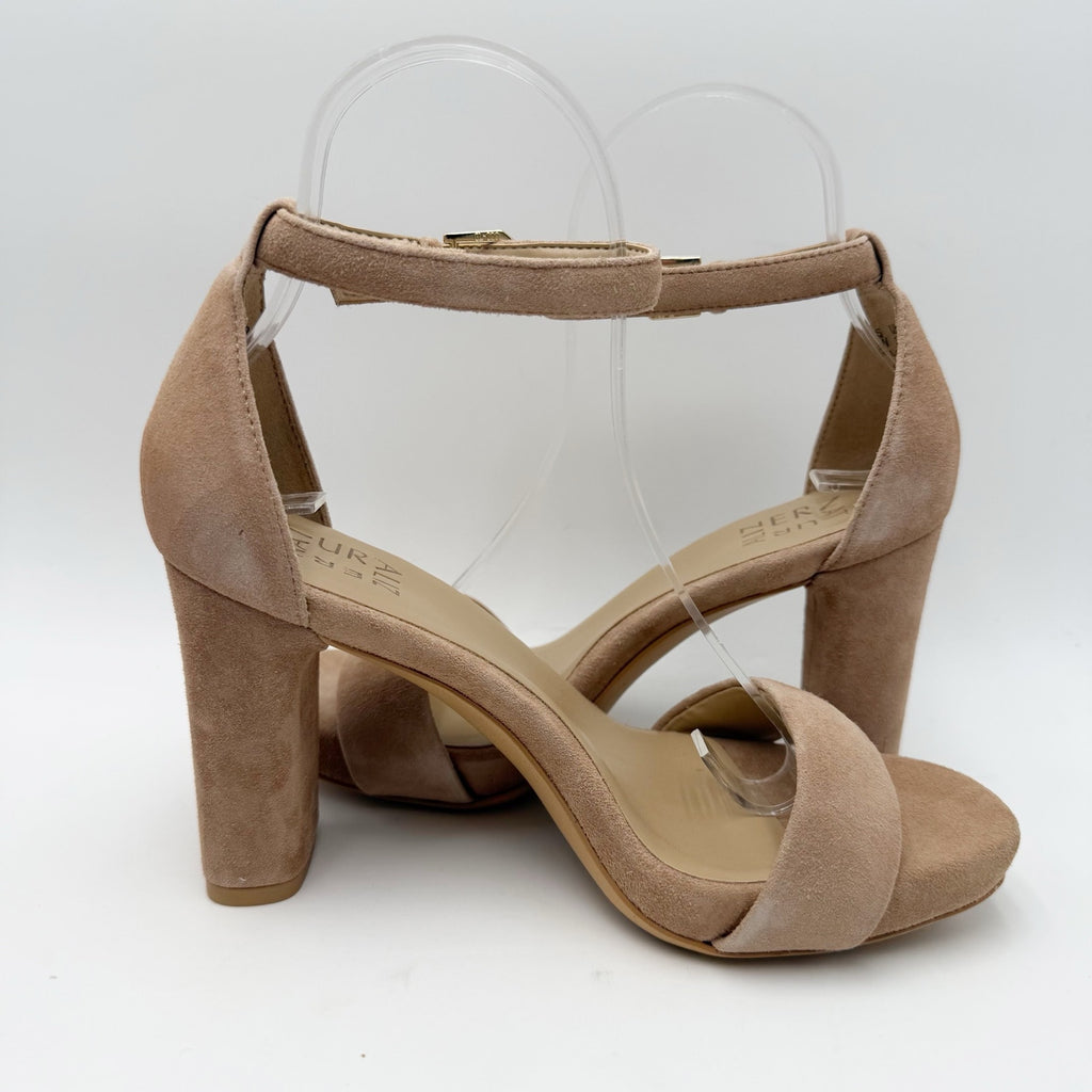 Naturalizer Womens Joy Heeled Dress Sandals Size 6 Wide Tan Suede NWOB
