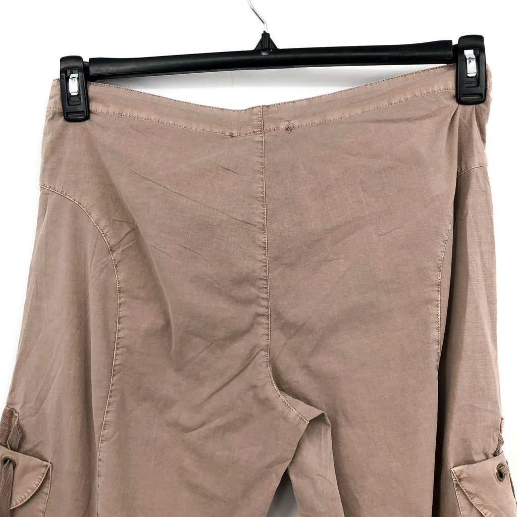 XCVI Women's Cargo Gaucho Crop Pants Large Beige Mink Lagenlook NWT