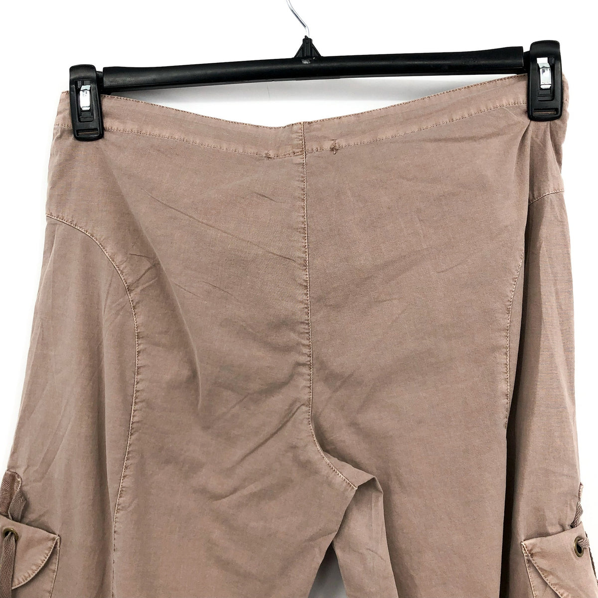 XCVI Women's Cargo Gaucho Crop Pants Large Beige Mink Lagenlook NWT