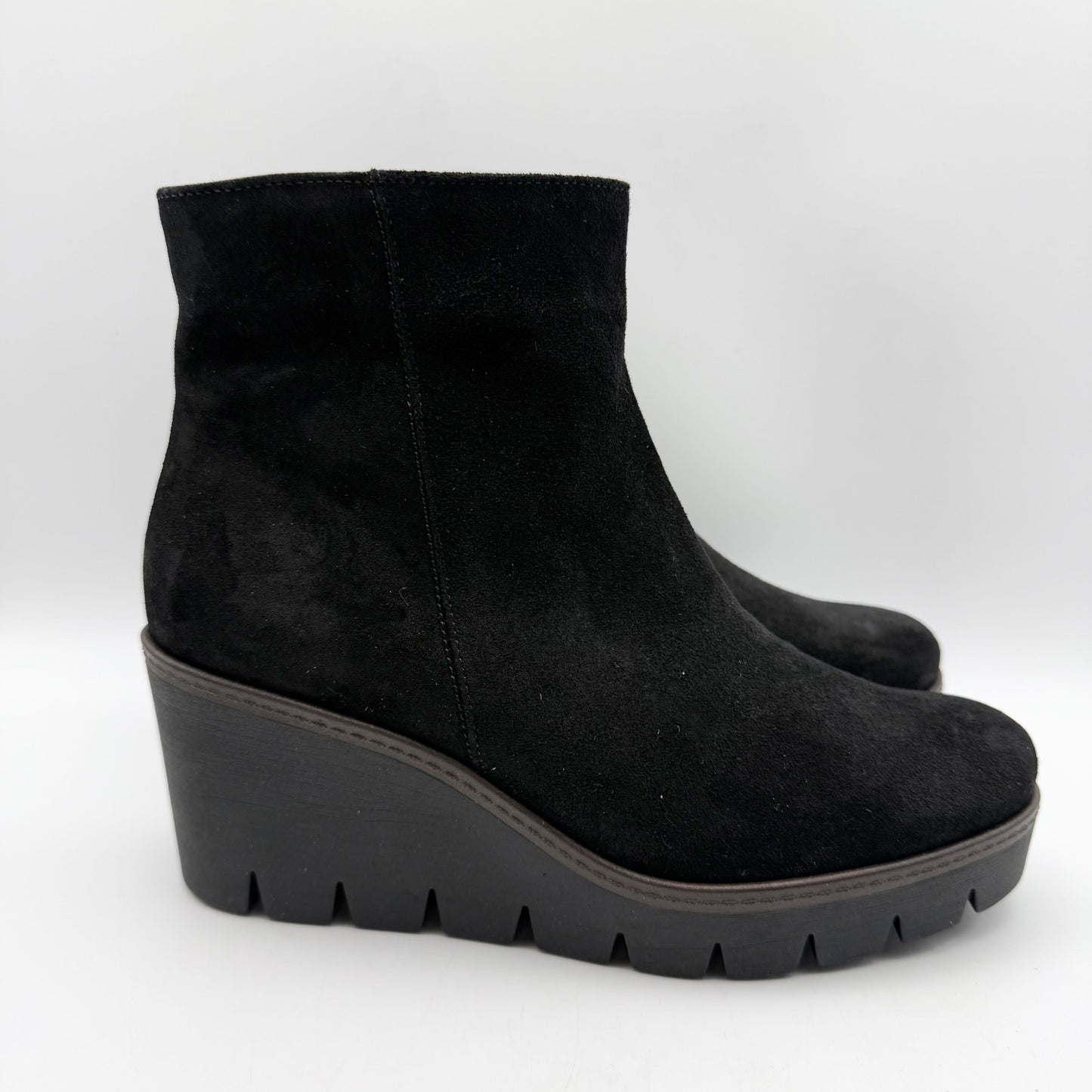 Gabor Womens 34.780 Wedge Booties US 8 Fr 38.5 Black Suede NIB