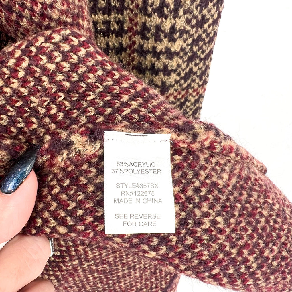 LETY & ME Womens Longline Coatigan Small Red Burgundy Multi NWOT