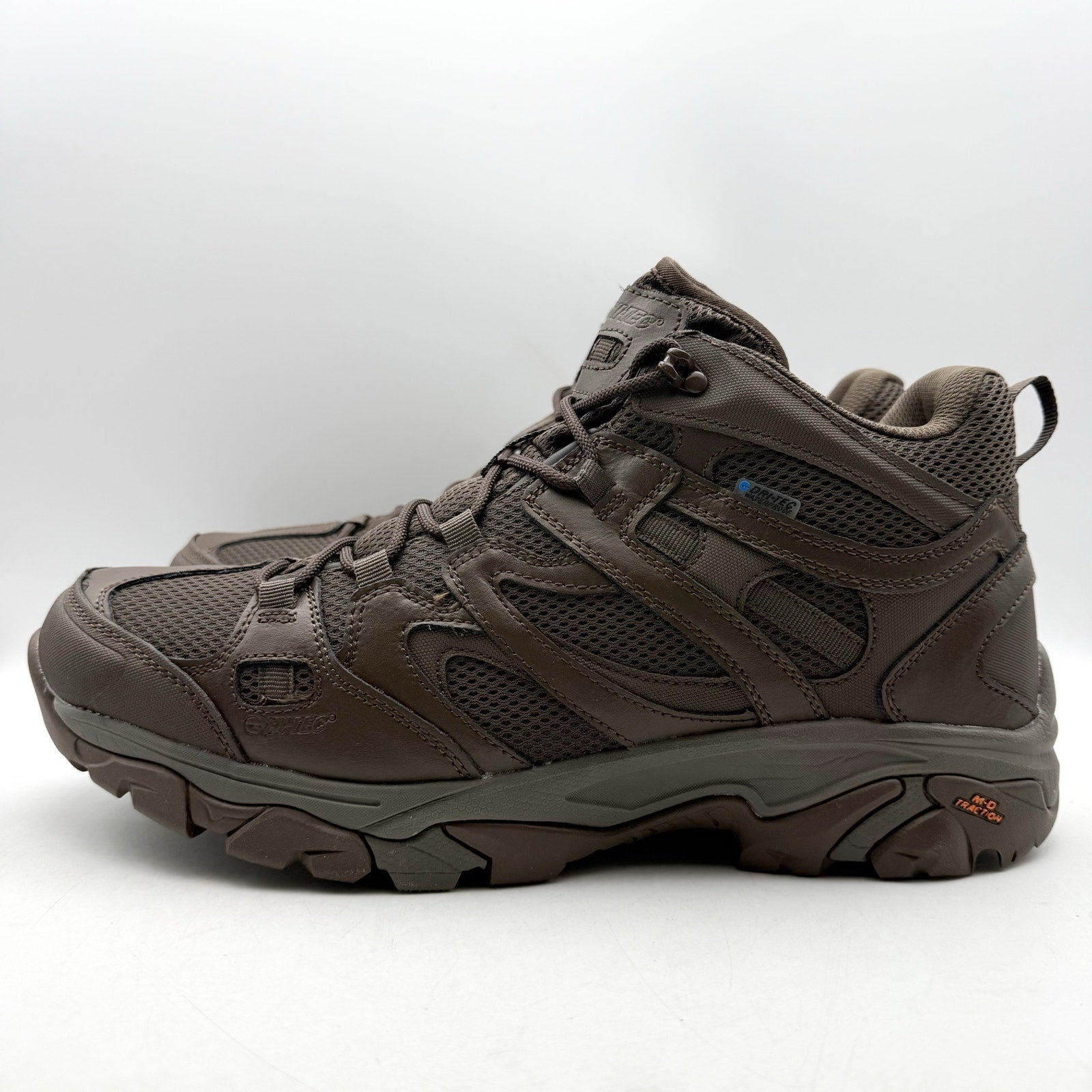 Hi-Tec Mens Ht Ravus Mid Hiking Boots US 15 EU 48 Brown Waterproof NWOB