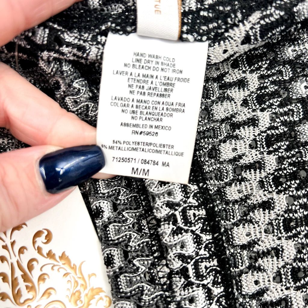BECCA Women's Granite Bay Crochet Cover-Up Pants Medium Black Split-Leg NWT