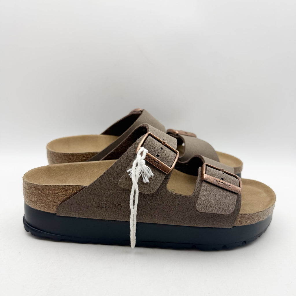 Birkenstock Papillio Women Arizona Platform Sandal EU 37 US 6 Brown Leather NWOB