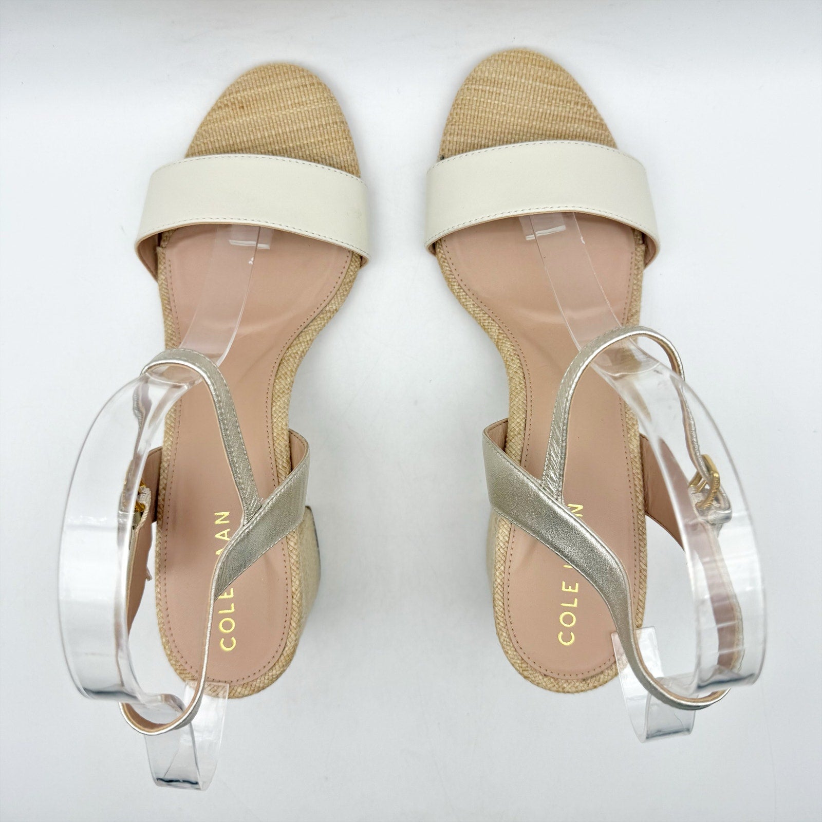 Cole Haan Womens Josie Heeled Sandals US 8.5 B Taupe Cream Suede NWOB