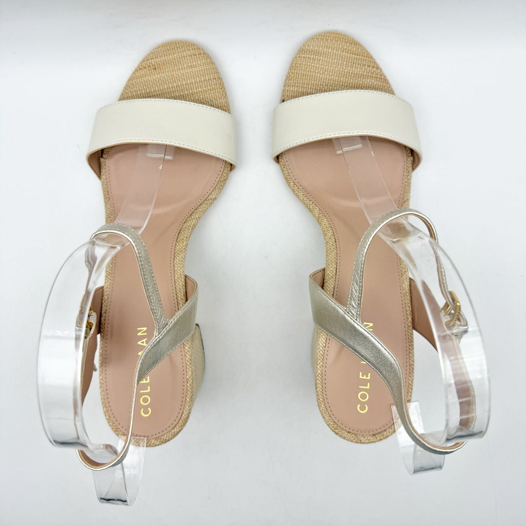 Cole Haan Womens Josie Heeled Sandals US 8.5 B Taupe Cream Suede NWOB