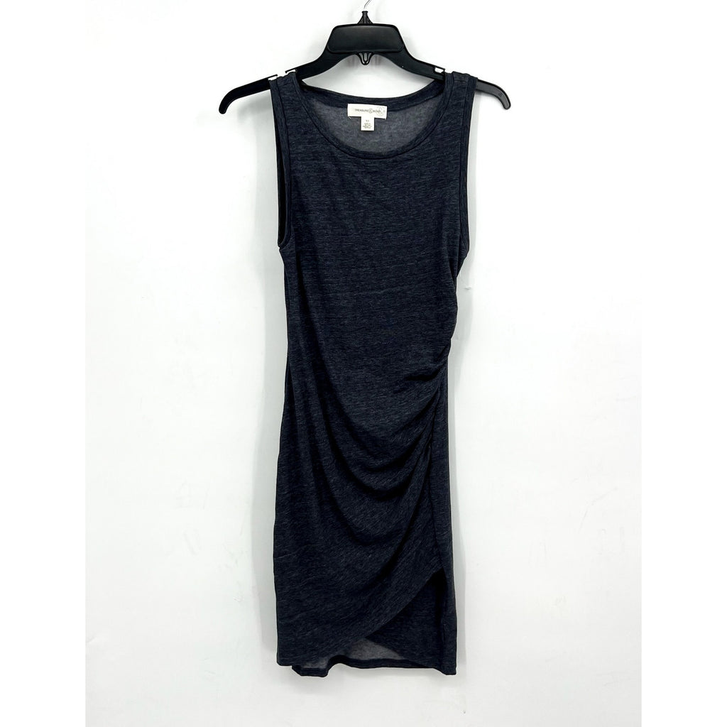 TREASURE & BOND Ruched Sleeveless Jersey Tank Dress Medium Gray Blue NWOT