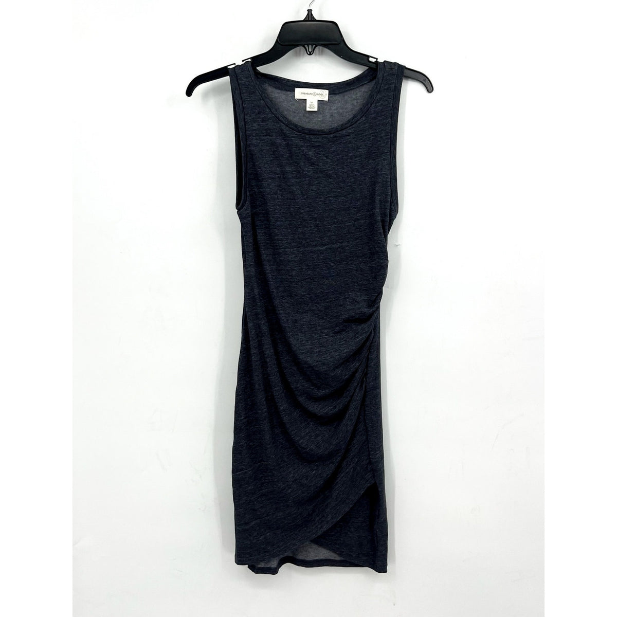 TREASURE & BOND Ruched Sleeveless Jersey Tank Dress Medium Gray Blue NWOT