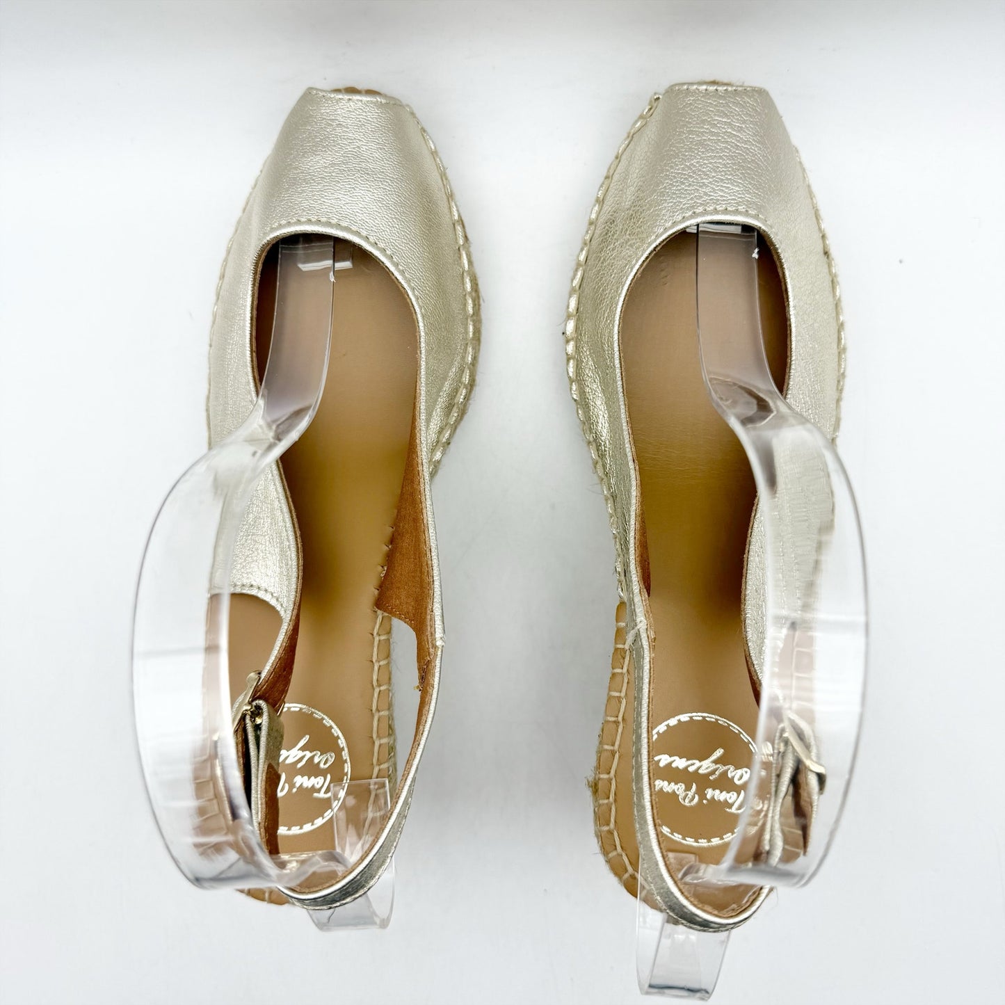 Toni Pons Womens Croacia Espadrille Sandals EU 38 US 7.5 Gold Leather Wedge NIB