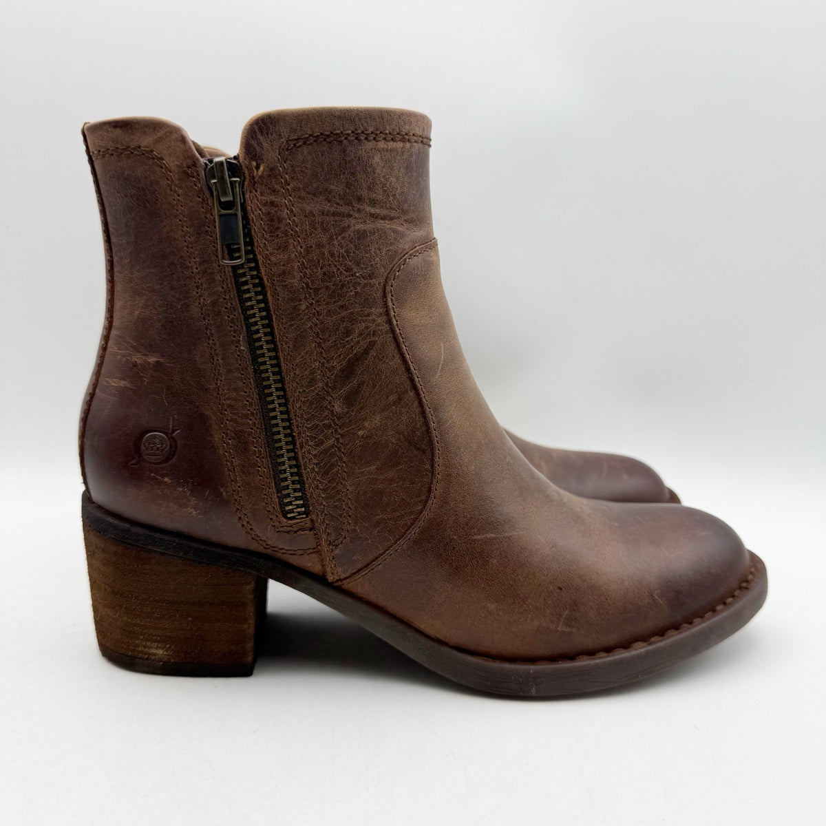 BORN Womens Rigby Ankle Boots Size 6.5 M Brown Leather NIB