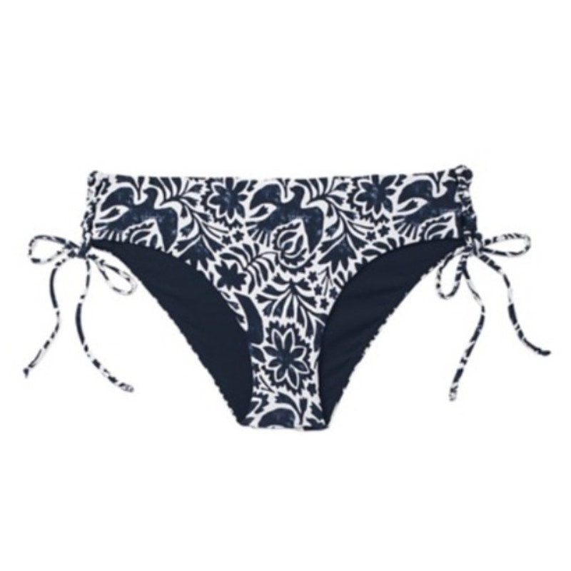 PRANA Women's Ruby Beach Bikini Bottom XS Black Flora Fauna Print Side Lace NWT