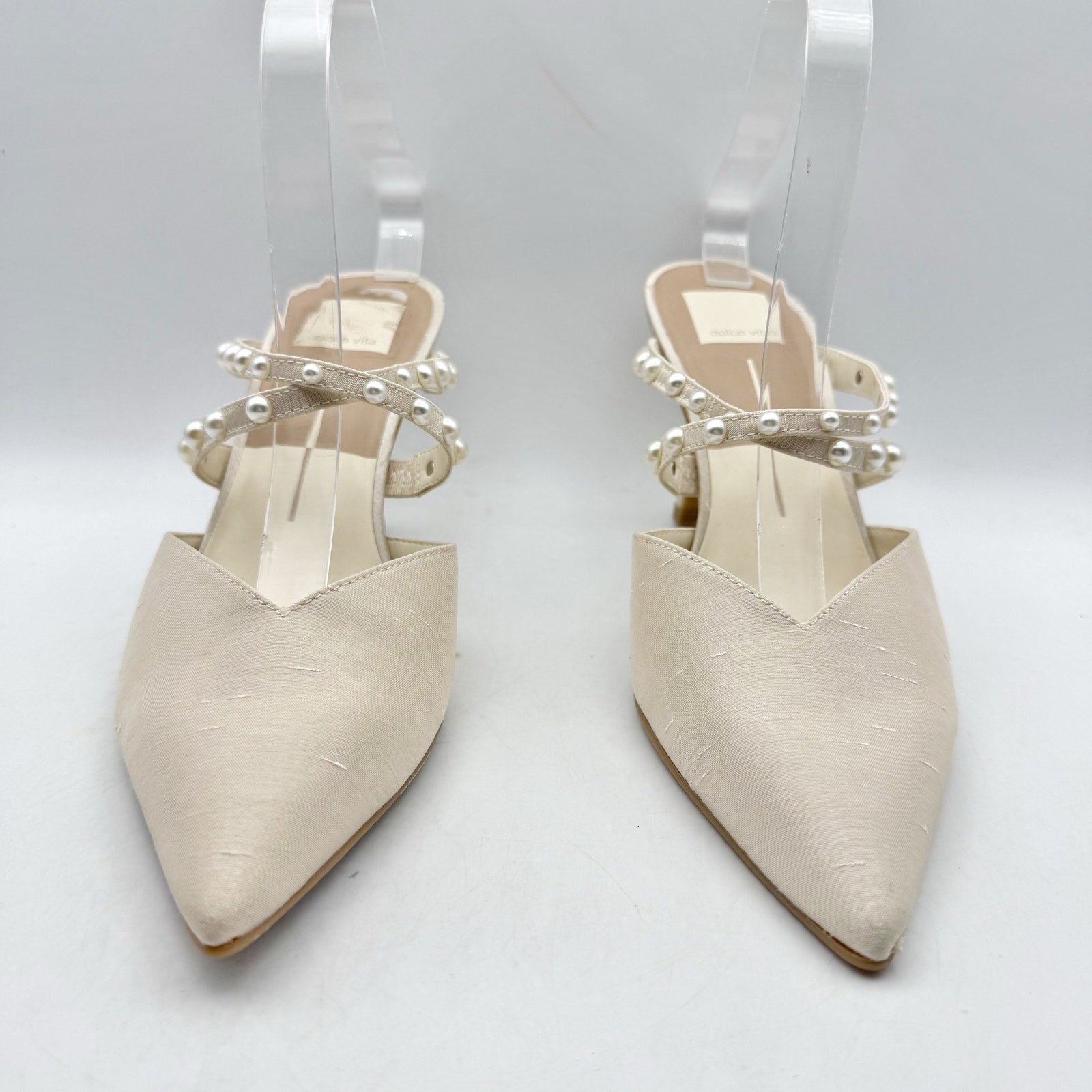 Dolce Vita Womens Hanna Mules US 8 M Ivory Satin Slip On NIB