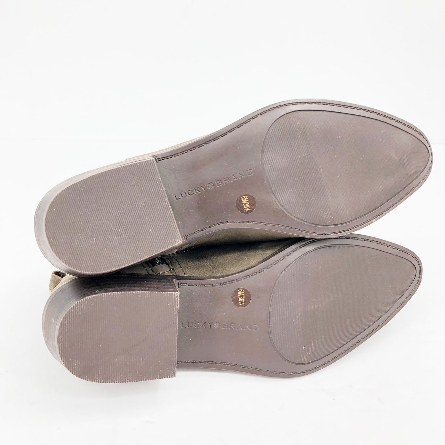 LUCKY BRAND Womens Hikalli Ankle Bootie 6 Olive Green Brown Boot Leather NWOB